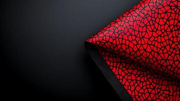 Vibrant red patterned fabric draped elegantly against a dark background showcasing texture photo