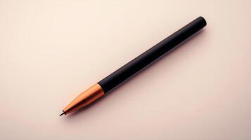 A sleek black and copper pen resting on a smooth surface, showcasing its elegance and design photo