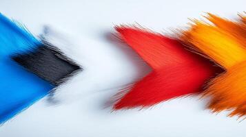 Abstract composition of vibrant colored fur textures blending together on a white background photo