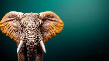 Close-up of a realistic elephant figurine against a soft gradient background highlighting details photo