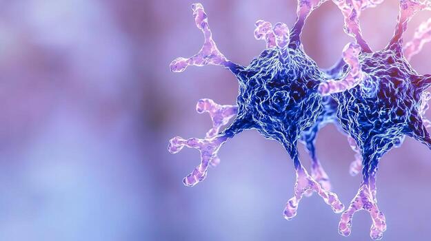 Close-up view of vibrant, abstract cellular structures against a soft, blurred background photo