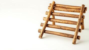 Rustic wooden display stand showcasing craftsmanship against a neutral background photo
