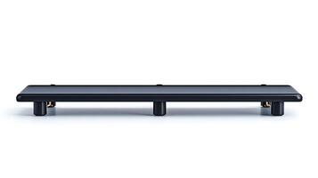 Sleek black skateboard deck on a white background, highlighting its minimalist design and craftsmanship photo