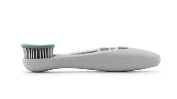 Side view of a modern skincare device with buttons, set against a plain white background photo