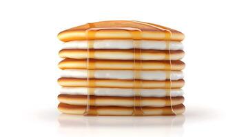 Stacked pancakes with syrup dripping, showcasing a delicious breakfast scene photo