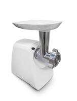 Electric meat grinder isolated on white background photo
