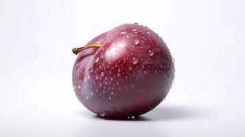 A red plump fruit is shown on a white background photo
