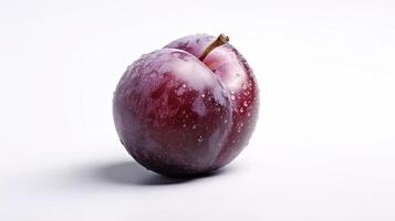 A single plum is shown on a white background photo
