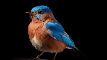 A bluebird is standing on a branch photo