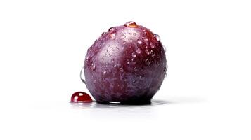 A purple plum with water droplets on it photo