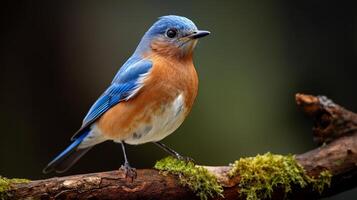 A blue bird is perched on a branch photo