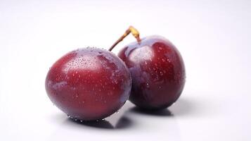 Two plums on a white background photo