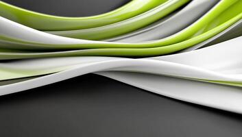 Abstract composition of flowing green and white shapes on a dark surface. photo