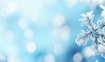 A snowflake is shown in front of a blue background photo