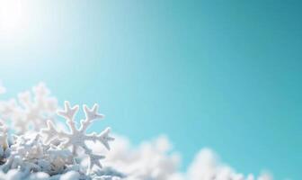 Snowflakes on a blue sky background photo