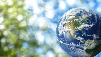 Earth globe with green background, nature concept elements of this image furnished by nasa photo
