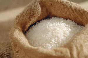 A bag of rice sitting on a table photo