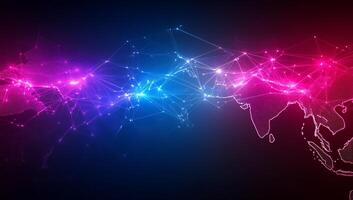 A digital representation of global connectivity through networks. photo