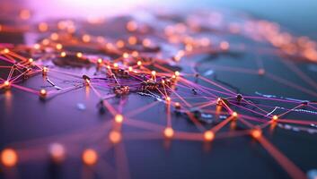 Abstract representation of global connectivity through network lines. photo