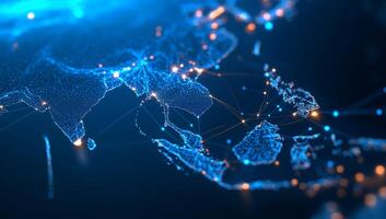 A digital representation of Asia with interconnected networks. photo