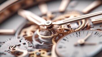 Close-up of a luxury watch showcasing intricate mechanical details. photo