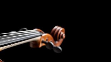 Close-up of a violin neck showcasing its craftsmanship and design. photo