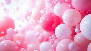 A collection of pink and white spheres creating a soft, abstract background. photo