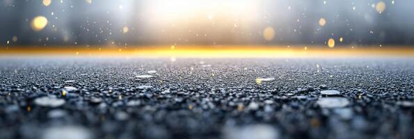 A rain-soaked surface reflecting light, creating a serene atmosphere. photo