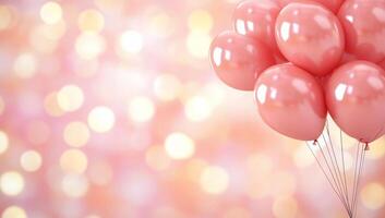 un racimo de rosado globos en contra un suave, bokeh antecedentes. foto