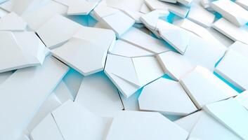 3d rendering of a white wall with many pieces photo