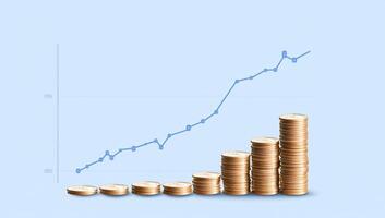 A graph showing growth alongside stacks of coins, symbolizing financial progress. photo