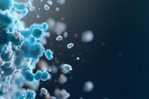Abstract representation of microscopic particles in a dark background. photo