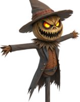Grotesque Scarecrow with Hollow Eyes and Evil Grin. . png