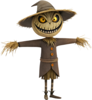 Spooky Scarecrow with Torn Clothes in the Wind. . png