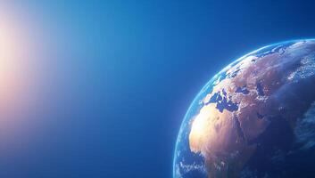 The earth is seen in the distance with the sun in the background photo