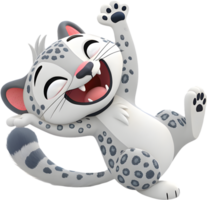 Fierce snow leopard character in cartoon style for art lovers. . png