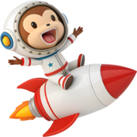 Galaxy Explorer Monkey in Spacesuit with Rocket. . png