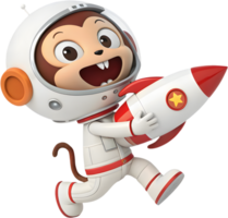 Sci-Fi Cartoon Monkey Exploring the Universe. . png