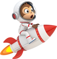 Zero-Gravity Space Monkey Floating with Rocket. . png