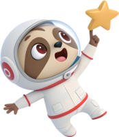 Animated Space Sloth Hovering in Weightlessness. . png
