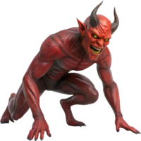 Terrifying devil with glowing eyes and sharp devilish horns clipart. . png