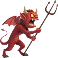 Glowing-eyed devil with sharp horns and demonic presence clipart. . png