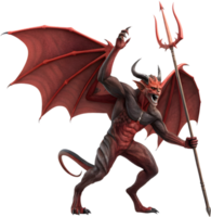 Horrifying demon with glowing eyes and sharp horns clipart. . png