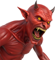 Terrifying devil with glowing eyes and sharp horns clipart. . png