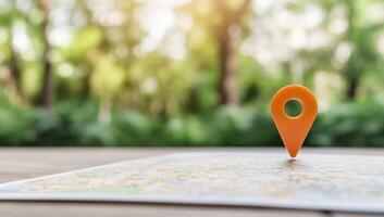 Map pin on a map of a city location concept photo