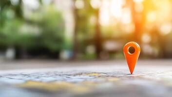Map pin on a map location concept photo