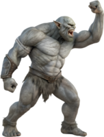 Scary Troll Beast with Monstrous Features in Clipart . png