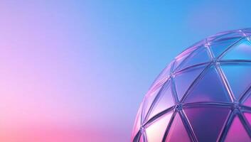 A futuristic geometric structure against a colorful gradient background. photo