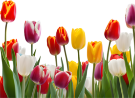 Beautiful Field of Colorful Tulips in Spring Bloom. . png