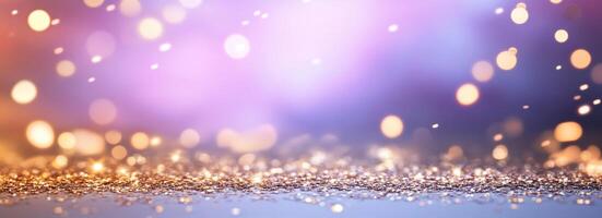 A shimmering abstract background with soft bokeh lights and sparkle. photo
